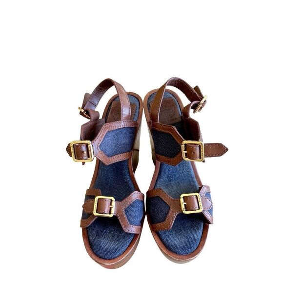 Tory Burch Florian High Wedge Sandal Size 7 - Picture 4 of 15